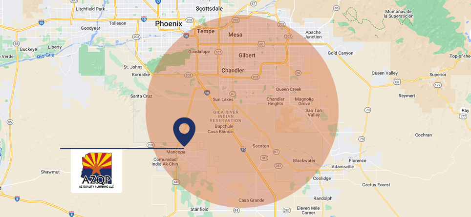Map Showing AZ Quality Plumbing Area Of Service